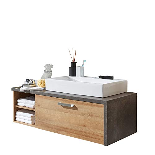 trendteam smart living - Bay - Waschbeckenunterschrank - Eiche Riviera/Beton dunkel - Badschrank hängend mit Mineralguss-Aufsatzwaschbecken - (BxHxT) 123 x 54 x 53 cm - kratzfest trendteam smart living - Bay - Waschbeckenunterschrank - Eiche Riviera/Beton dunkel - Badschrank hängend mit Mineralguss-Aufsatzwaschbecken - (BxHxT) 123 x 54 x 53 cm - kratzfest von trendteam smart living