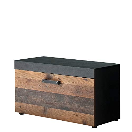 trendteam smart living - Garderobensitzbank Sitzbank - Garderobe - Indy - Aufbaumaß (BxHxT) 80 x 45 x 37 cm - Farbe Graphit Grau Matera mit Old Wood - 187931023 von trendteam smart living