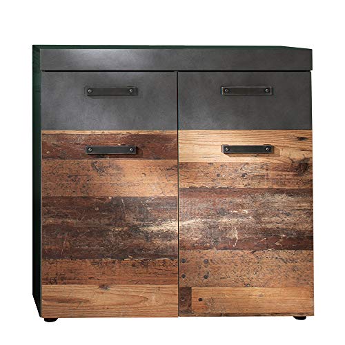 trendteam smart living - Schuhschrank Schuhkommode - Garderobe - Indy - Aufbaumaß (BxHxT) 90 x 89 x 34 cm - Farbe Graphit Grau Matera mit Old Wood - 187986723 von trendteam smart living