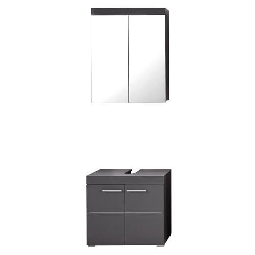 trendteam smart living - 2-teiliges Bad-Set - Bad - Amanda - Aufbaumaß (BxHxT) 60 x 190 x 34 cm - Farbe Agave Grau Hochglanz - 139390721 von trendteam smart living