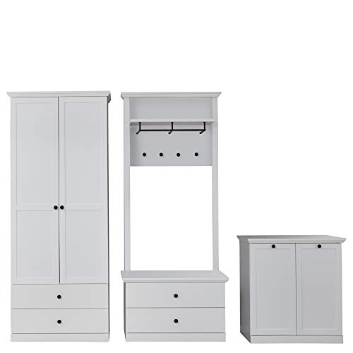trendteam smart living - 3-teilige Garderobenkombination Garderobenmöbel - Garderobe - Baxter - Aufbaumaß (BxHxT) 273 x 200 x 41 cm - Farbe Weiß - 186091301 von trendteam smart living