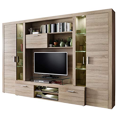 trendteam smart living - Anbauwand Wohnwand - Wohnzimmer - Mondeo - Aufbaumaß (BxHxT) 291 x 197 x 41 cm - Farbe Eiche Sägerau hell - 180800445 von trendteam smart living