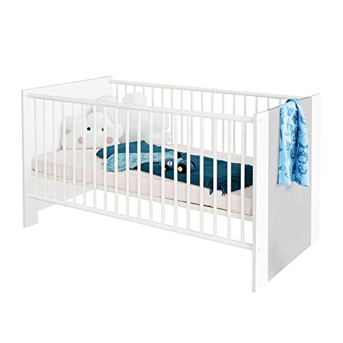 trendteam smart living - Babybett Kinderbett - Babyzimmer - Pia - Aufbaumaß (BxHxT) 78 x 83 x 143 cm - Farbe Weiß mit Lichtgrau - 187462103 von trendteam smart living