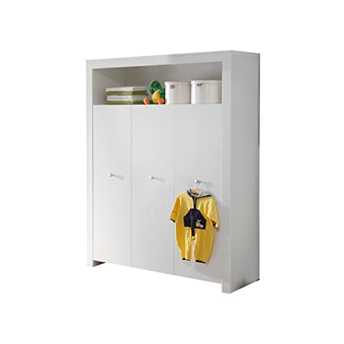 trendteam smart living - Kleiderschrank Schrank - Babyzimmer - Olivia - Aufbaumaß (BxHxT) 130 x 186 x 54 cm - Farbe Weiß - 155361301 von trendteam smart living