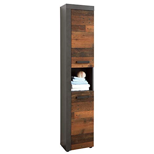 trendteam smart living - Hochschrank Schrank - Badezimmer - Indy - Aufbaumaß (BxHxT) 36 x 184 x 31 cm - Farbe Old Wood mit Matera - 125910123 von trendteam smart living