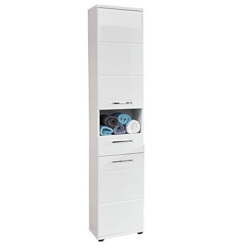 trendteam smart living - Hochschrank Schrank - Badezimmer - Monte - Aufbaumaß (BxHxT) 37 x 189 x 34 cm - Farbe Weiß Hochglanz - 195610101 von trendteam smart living