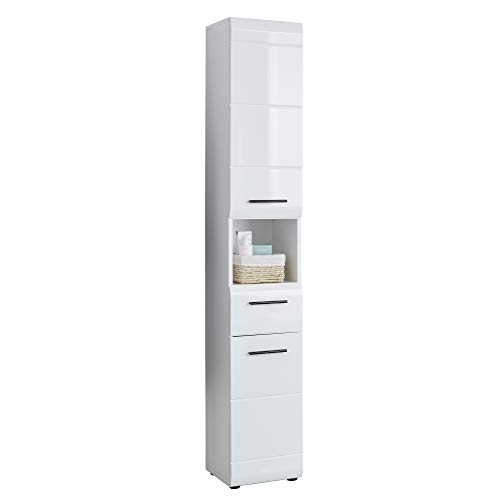 trendteam smart living - Hochschrank Schrank - Badezimmer - Skin - Aufbaumaß (BxHxT) 30 x 182 x 31 cm - Farbe Weiß Hochglanz - 111610301 von trendteam smart living