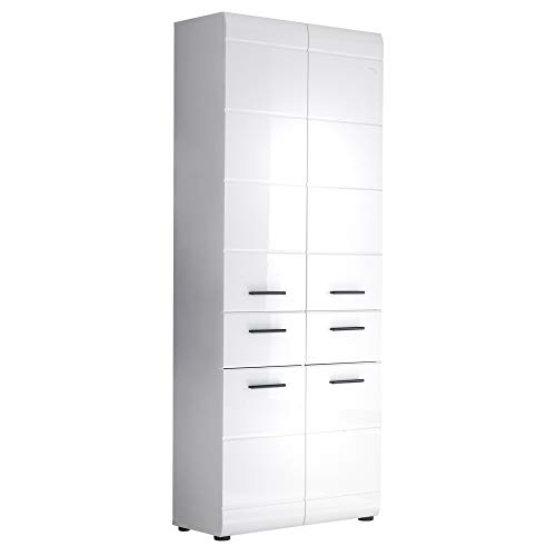 trendteam smart living - Hochschrank Schrank - Badezimmer - Skin - Aufbaumaß (BxHxT) 60 x 182 x 31 cm - Farbe Weiß Hochglanz - 111610501 von trendteam smart living