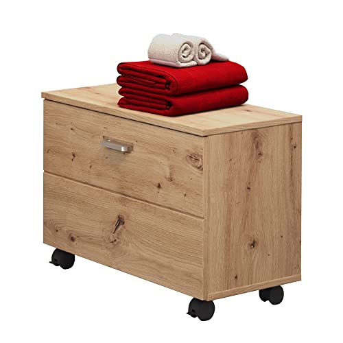 trendteam smart living - Sitzcontainer auf Rollen - Badezimmer - Geo - Aufbaumaß (BxHxT) 55 x 47 x 34 cm - Farbe Artisan Eiche - 175157292 von trendteam smart living