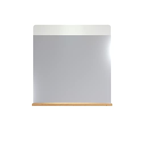 trendteam smart living - Ciara - Wandspiegel - Artisan Eiche/Weiß Hochglanz - Badezimmerspiegel mit Ablagefläche - (BxHxT) 60 x 62 x 10 cm - Spiegel mit abgerundeter Kante - kratzfest von trendteam smart living