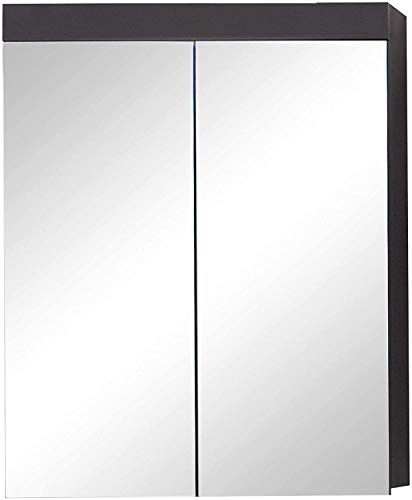 trendteam smart living - Amanda - Spiegelschrank - Grau Hochglanz - moderner Badspiegel inklusive Aufsatzbeleuchtung - (BxHxT) 60 x 77 x 17 cm - 3 Fächer und 2 Einlegeböden - Kratzfest trendteam smart living - Amanda - Spiegelschrank - Grau Hochglanz - moderner Badspiegel inklusive Aufsatzbeleuchtung - (BxHxT) 60 x 77 x 17 cm - 3 Fächer und 2 Einlegeböden - Kratzfest von trendteam smart living