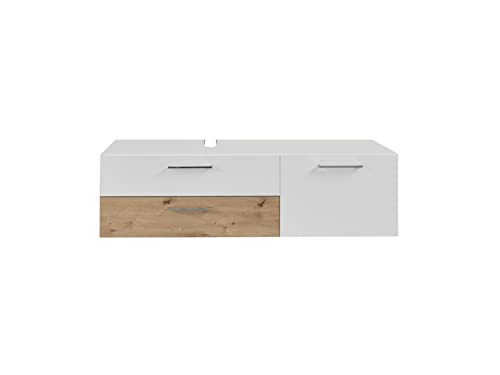 trendteam smart living - Waschbeckenunterschrank Unterschrank - Badezimmer - One - Aufbaumaß (BxHxT) 140 x 39 x 53 cm - Farbe Weiß mit Asteiche-189330307 von trendteam smart living