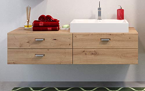 trendteam smart living - Waschbeckenunterschrank Unterschrank - Badezimmer - Geo - Aufbaumaß (BxHxT) 140 x 50 x 53 cm - Farbe Artisan Eiche - 175134192 von trendteam smart living