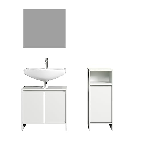 trendteam smart living - Badezimmerkombination Badmöbel - Badezimmer - Basix - Aufbaumaß (BxHxT) 107 x 164 x 28 cm - Farbe Weiß - 170902001 von trendteam smart living