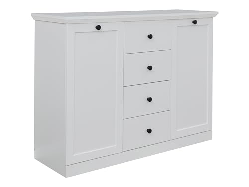 trendteam smart living - Baxter - Sideboard - Weiß - 6 Fächer und 4 Vollauszug-Schubladen - (BxHxT) 119 x 88 x 41 cm - Landhausstil - Kratzfest von trendteam smart living