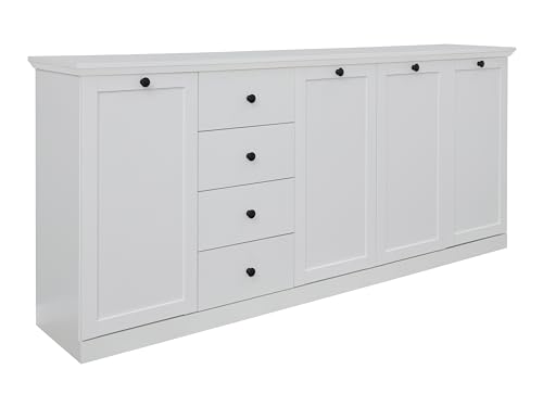 trendteam smart living - Baxter - Sideboard - Weiß - Anrichte mit 4 Schubladen und 12 verstellbaren Einlegeböden - (BxHxT) 195 x 88 x 41 cm - Landhausstil - Kratzfest von trendteam smart living