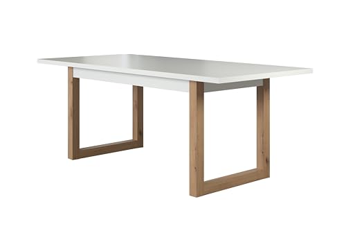 trendteam smart living - Esstisch Tisch ausziehbar - Wohnzimmer - Dakota - Aufbaumaß (BxHxT) 160 x 75 x 90 cm - Farbe Weiß mit Artisan Eiche - 210616307 von trendteam smart living