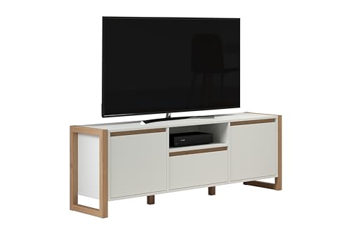 trendteam smart living - Lowboard Fernsehtisch TV-Unterschrank - Wohnzimmer - Dakota - Aufbaumaß (BxHxT) 150 x 56 x 40 cm - Farbe Weiß mit Artisan Eiche - 210632207 von trendteam smart living