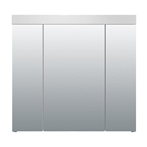 trendteam smart living - Devon - Spiegelschrank - Weiß - moderner Spiegelschrank 3-türig - (BxHxT) 80 x 75 x 16 cm - 9 Fächer und 6 verstellbare Einlegeböden - kratzfest von trendteam smart living