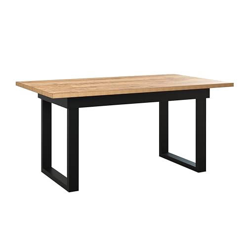 trendteam smart living - Enna - Esstisch - Mango/Schwarz - Esszimmertisch mit 3,2 cm starker Platte und Metallfüßen - (BxHxT) 160 × 76 × 90 cm - Industrial Style von trendteam smart living