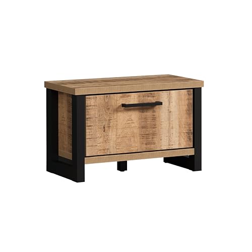 trendteam smart living - Enna - Sitzbank - Mango/Schwarz – Sitzbank mit 1 Klappe – (BxHxT) 73 x 47 x 39 cm – Klappe mit Dämpfer und Platz für 2 Schuhpaare von trendteam smart living
