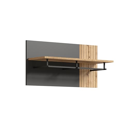 trendteam smart living - Esteban - Garderobenpaneel - Anthrazit/Eiche - Wandgarderobe mit schwarzer Kleiderstange aus Metall - (BxHxT) 80 x 40 x 28 cm - praktische Hutablage von trendteam smart living