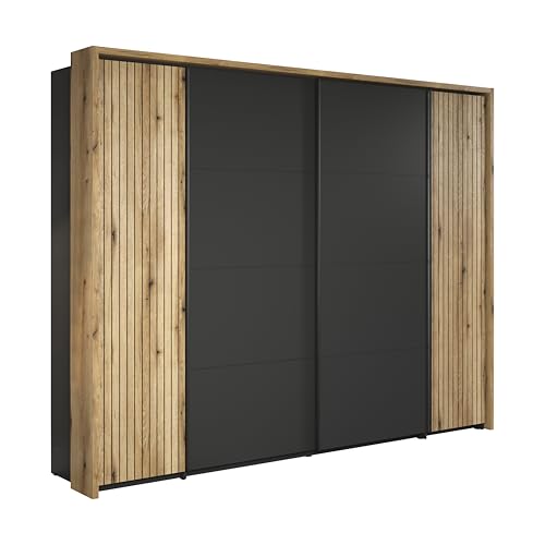 trendteam smart living - Esteban - Kleiderschrank - Anthrazit/Evoke Eiche - Schiebetürenschrank inkl. Passepartout - (BxHxT) 280 x 209 x 58 cm - 20 Fächer und 2 Kleiderstangen von trendteam smart living