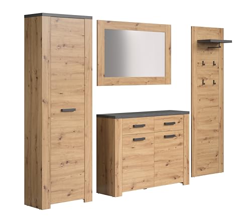 trendteam smart living - Follow - Garderoben-Set - Artisan Eiche/Matera - 4-teilig mit Schrank, Kommode, Paneel & Spiegel - 270 x 199 x 35 cm - ausziehbare Kleiderstange - Vollauszug-Funktion trendteam smart living - Follow - Garderoben-Set - Artisan Eiche/Matera - 4-teilig mit Schrank, Kommode, Paneel & Spiegel - 270 x 199 x 35 cm - ausziehbare Kleiderstange - Vollauszug-Funktion von trendteam smart living