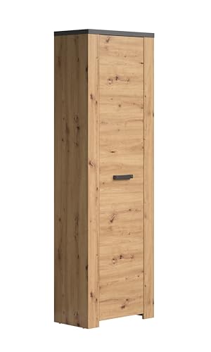 trendteam smart living - Follow - Garderobenschrank - Artisan Eiche-Matera - Kleiderschrank mit 1 Tür, 1 Hutablage und 1 Einlegeboden - (BxHxT) 62 x 199 x 35 cm - ausziehbare Kleiderstange von trendteam smart living