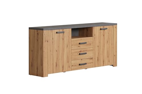 trendteam smart living - Follow - Sideboard - Artisan Eiche/Matera - Kommode mit 5 Fächern und 3 Schubladen - (BxHxT) 180 x 83 x 40 cm - Vollauszug-Funktion von trendteam smart living