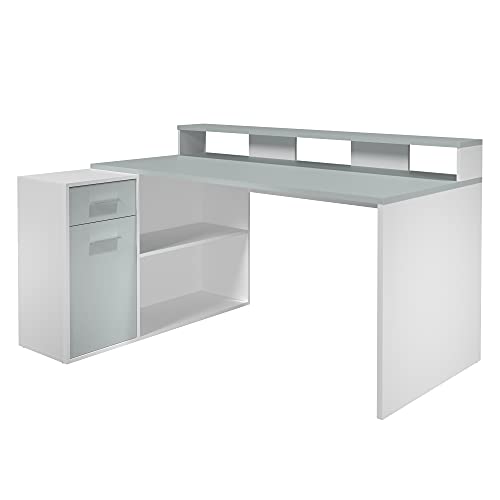 trendteam smart living - Gamer - Schreibtisch - Weiß/Lichtgrau - Gamingtisch bestehend aus Tisch und Kommode - (BxHxT) 160 x 92 x 115 cm - variabel montierbar - kratzfest und pflegeleicht von trendteam smart living