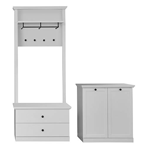 trendteam smart living - 3-teilige Garderobenkombination Garderobenmöbel - Garderobe - Baxter - Aufbaumaß (BxHxT) 177 x 200 x 41 cm - Farbe Weiß - 186091601 von trendteam smart living