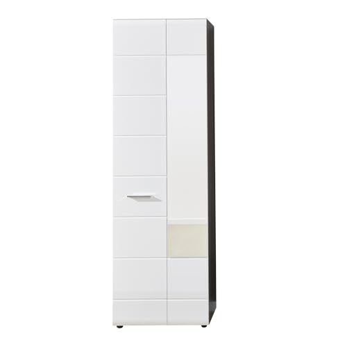 trendteam smart living - Garderobenschrank Schrank - Garderobe - Line - Aufbaumaß (BxHxT) 60 x 191 x 36 cm - Farbe Sardegna Rauchsilber mit Weiß - 189812703 von trendteam smart living