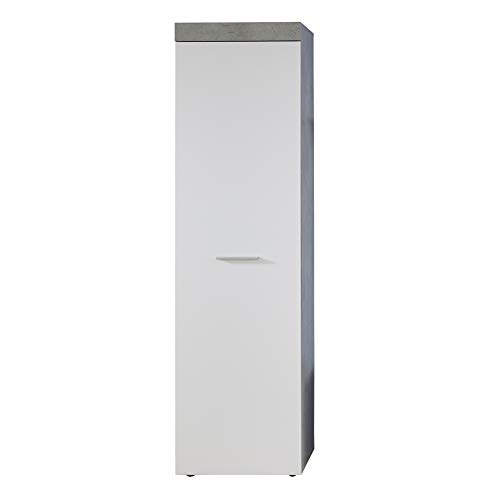 trendteam smart living - Garderobenschrank Schrank - Garderobe - Street - Aufbaumaß (BxHxT) 54 x 196 x 33 cm - Farbe Beton Stone mit Weiß - 195111735 von trendteam smart living