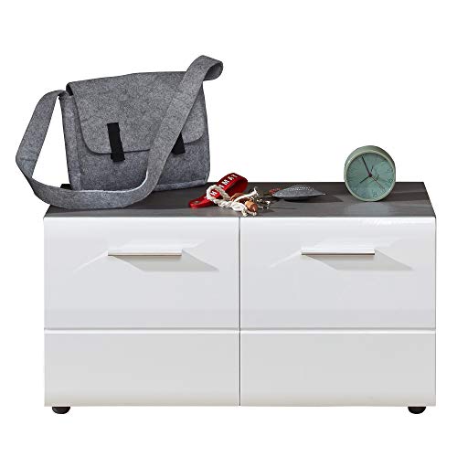 trendteam smart living - Schuhkommode Sitzbank - Garderobe - Line - Aufbaumaß (BxHxT) 80 x 41 x 35 cm - Farbe Sardegna Rauchsilber mit Weiß - 189831003 von trendteam smart living