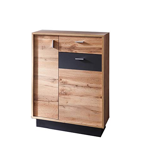 trendteam smart living - Schuhschrank Schuhkommode - Garderobe - Coast - Aufbaumaß (BxHxT) 69 x 96 x 35 cm - Farbe Wotan Eiche mit Grau - 174786783 von trendteam smart living