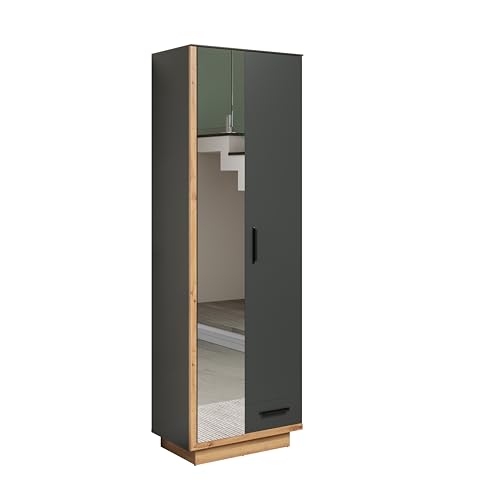 trendteam smart living - Garderobenschrank Schrank - Garderobe - Synnax - Aufbaumaß (BxHxT) 65 x 198 x 40 cm - Farbe Anthrazit mit Coast Evoke Eiche - 213411784 von trendteam smart living