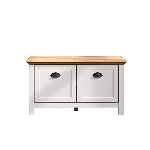 trendteam smart living - Garderobensitzbank Sitzbank - Garderobe - Landside - Aufbaumaß (BxHxT) 91 x 49 x 41 cm - Farbe Lichtgrau mit Artisan Eiche - 2118310F4 von trendteam smart living