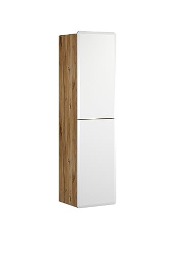 trendteam smart living - Hochschrank Schrank hängend - Badezimmer - Sirion - Aufbaumaß (B x H x T) 41 x 160 x 41 cm - Farbe Weiß matt mit Eiche Nox - 220560186 von trendteam smart living