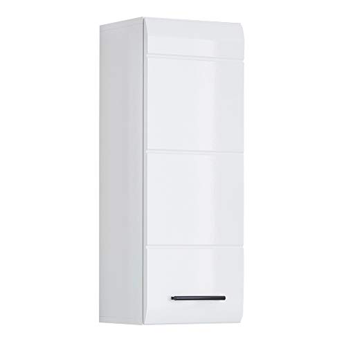 trendteam smart living - Skin - Kommode - Weiß Hochglanz - Hängeschrank mit 1 Tür (rechts oder Links verstellbar) und 1 Einlegeboden - (BxHxT) 30 x 77 x 23 cm - Kontrastreiche Griffe von trendteam smart living