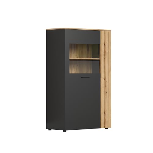 trendteam smart living - Esteban - Highboard - Anthrazit/Evoke Eiche - 5 Fächer - (BxHxT) 90 x 146 x 42 cm - Rillenoptik von trendteam smart living