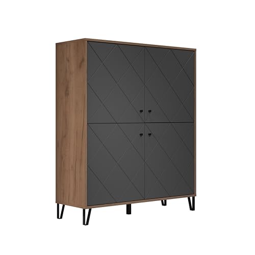 trendteam smart living - Highboard Schrank - Wohnzimmer - Montez - Aufbaumaß (BxHxT) 123 x 136 x 40 cm - Farbe Eiche Kraft Gold mit Graphit - 2102862C4 von trendteam smart living