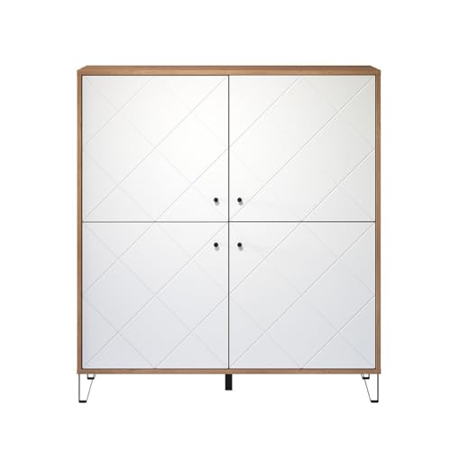 trendteam smart living - Highboard Schrank - Wohnzimmer - Touch - Aufbaumaß (BxHxT) 123 x 136 x 40 cm - Farbe Artisan Eiche mit Weiß - 210286207 von trendteam smart living