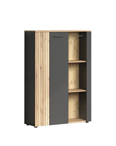 trendteam smart living - Esteban - Sideboard - Anthrazit/Evoke Eiche - Vitrine mit 6 Fächern - (BxHxT) 90 x 132 x 34 cm - 4 Einlegeböden - kratzfest von trendteam smart living
