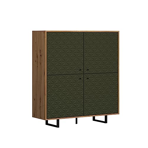 trendteam smart living - Highboard - Wohnzimmer - Sentra - Aufbaumaß (BxHxT) 124 x 136 x 40 cm - Farbe Dark Green mit Artisan Eiche - 224086182 von trendteam smart living