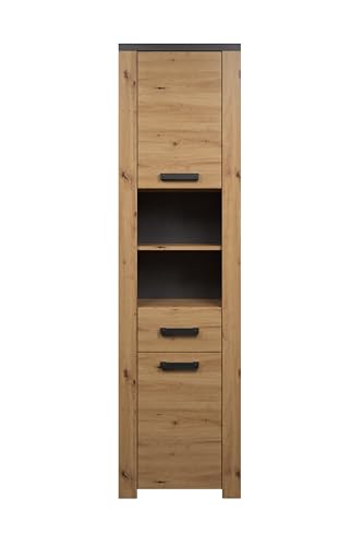 trendteam smart living - Hochschrank Schrank - Badezimmer - Follow - Aufbaumaß (BxHxT) 53 x 196 x 35 cm - Farbe Artisan Eiche mit Matera - 2228103E2 von trendteam smart living