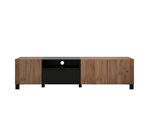 trendteam smart living - TV-Lowboard Schrank Fernsehschrank - Wohnzimmer - Kendo - Aufbaumaß (BxHxT) 185 x 47 x 40 cm - Farbe Eiche Kraft Tabak mit Schwarz - 2119321E3 von trendteam smart living