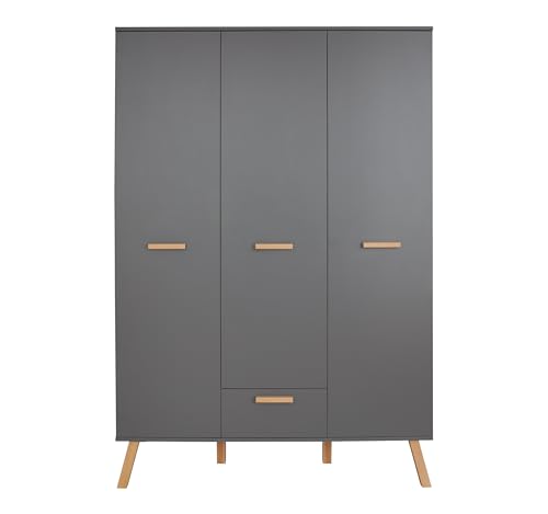 trendteam smart living - Kleiderschrank Schrank - Babyzimmer - Mats - Aufbaumaß (BxHxT) 130 x 190 x 60 cm - Farbe Grau - 197661321 von trendteam smart living