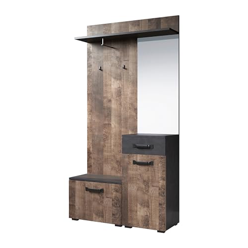 trendteam smart living - Kompaktgarderobe Garderobenset - Garderobe - Smile - Aufbaumaß (BxHxT) 104 x 190 x 32 cm - Farbe Tabak Eiche mit Matera - 210346048 von trendteam smart living