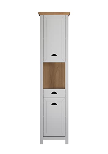 trendteam smart living - Hochschrank Schrank - Badezimmer - Landside - Aufbaumaß (BxHxT) 46 x 191 x 33 cm - Farbe Lichtgrau mit Artisan Eiche - 2118101F4 von trendteam smart living